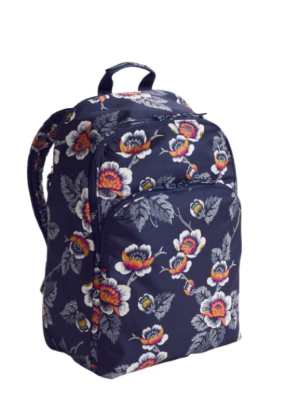 NWT Vera Bradley Travel Laptop Lay-Flat Main Compartment Backpack Navy Floral